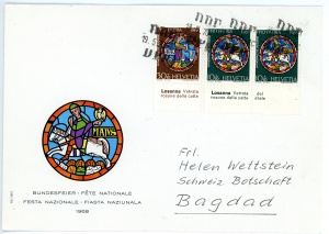 Der Brief (Briefforderseite)nach Bagdad ab Bern vom 19.5.1970-18